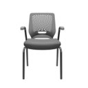 Ver imagem 1 de Cadeira de Escritório Fixa Aproximação 4 Pés com Braços Beezi Base Preta Assento e Encosto Grafite Pl