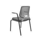 Ver imagem 3 de Cadeira de Escritório Fixa Aproximação 4 Pés com Braços Beezi Base Preta Assento e Encosto Grafite Pl