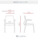 Ver imagem 4 de Cadeira de Escritório Fixa Aproximação 4 Pés com Braços Beezi Base Preta Assento e Encosto Grafite Pl