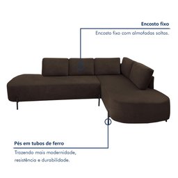 Sofá de Canto Luna Orgânico 265cm para Sala de Estar - 11