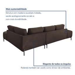 Sofá de Canto Luna Orgânico 265cm para Sala de Estar - 8