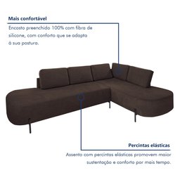 Sofá de Canto Luna Orgânico 265cm para Sala de Estar - 9