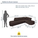 Ver imagem 4 de Sofá Canto Orgânico 4 Lugares Veludo Marrom Luna 272cm Yescasa