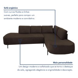 Sofá de Canto Luna Orgânico 265cm para Sala de Estar - 10