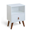 Ver imagem 1 de Mesa de Cabeceira 1 Gaveta Retrô com Puxador de Couro