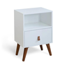Mesa de Cabeceira 1 Gaveta Retrô com Puxador de Couro - 1