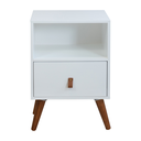 Ver imagem 3 de Mesa de Cabeceira 1 Gaveta Retrô com Puxador de Couro