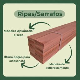 10 Ripas Sarrafos Eucalipto 1x5x70cm Aplainado Artesanato - 5
