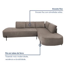 Sofá de Canto Luna Orgânico 265 Cm para Sala de Estar - 11