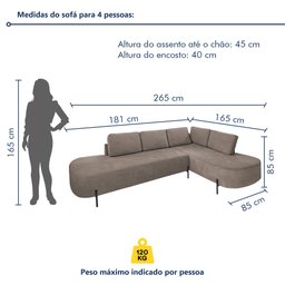 Sofá de Canto Luna Orgânico 265 Cm para Sala de Estar - 6