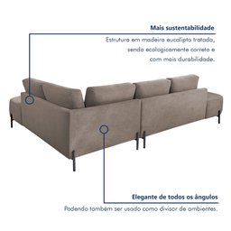 Sofá de Canto Luna Orgânico 265 Cm para Sala de Estar - 8