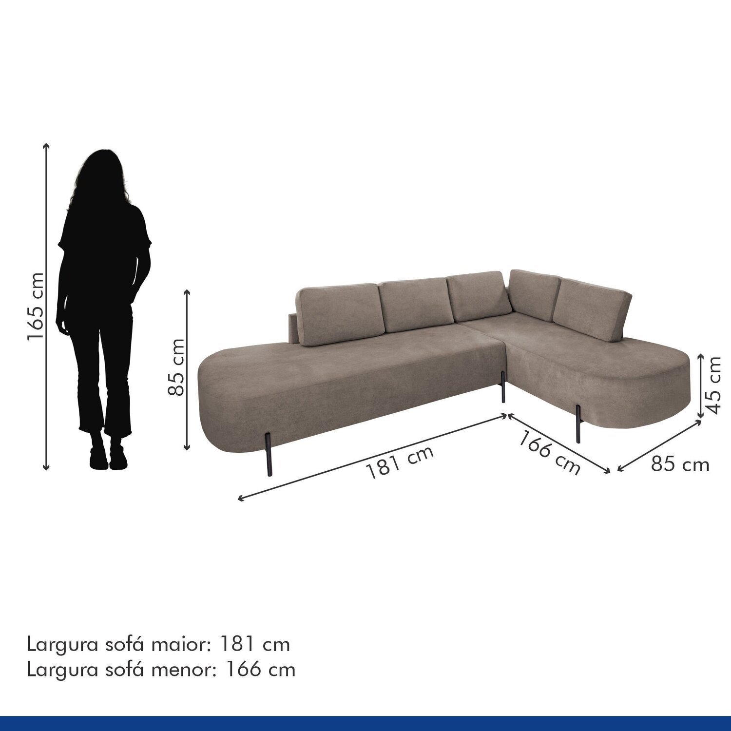 Sofá de Canto Luna Orgânico 265 Cm para Sala de Estar - 3