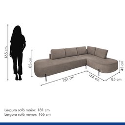 Sofá de Canto Luna Orgânico 265 Cm para Sala de Estar - 3