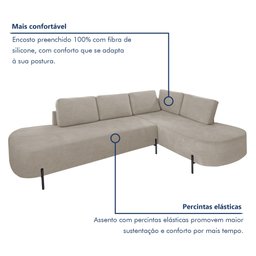 Sofá de Canto Luna Orgânico 265 Cm para Sala de Estar - 8
