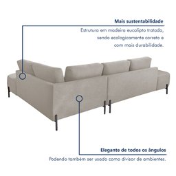 Sofá de Canto Luna Orgânico 265 Cm para Sala de Estar - 7