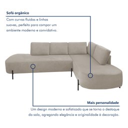 Sofá de Canto Luna Orgânico 265 Cm para Sala de Estar - 9