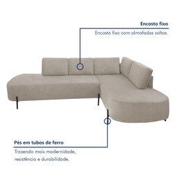 Sofá de Canto Luna Orgânico 265 Cm para Sala de Estar - 10
