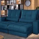 Ver imagem 1 de Sofá Retrátil e Reclinável Thor - Molas Ensacadas 210 Cm – Veludo Azul Marinho