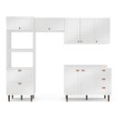 Ver imagem 3 de Cozinha Pérola 4 Peças Torre Quente Basculante Aéreo 3 Portas e Balcão 2 Gavetas 3 Portas com Tampo Yescasa