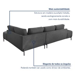 Sofá de Canto Luna Orgânico 265 Cm para Sala de Estar - 8