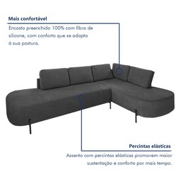 Sofá de Canto Luna Orgânico 265 Cm para Sala de Estar - 9