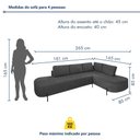 Ver imagem 6 de Sofá Canto Orgânico 4 Lugares Veludo Cinza Luna 265cm Yescasa