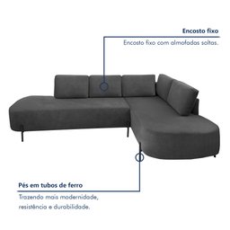 Sofá de Canto Luna Orgânico 265 Cm para Sala de Estar - 11