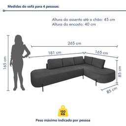 Sofá de Canto Luna Orgânico 265 Cm para Sala de Estar - 6