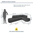 Ver imagem 4 de Sofá Canto Orgânico 4 Lugares Veludo Cinza Luna 272cm Yescasa