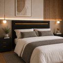 Ver imagem 1 de Cabeceira Painel Gabriela p/ Cama Casal 140cm Estofada Veludo:Preto