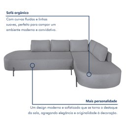 Sofá de Canto Luna Orgânico 265 Cm para Sala de Estar - 9