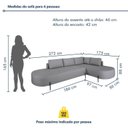 Ver imagem 4 de Sofá Canto Orgânico 4 Lugares Linho Cinza Luna 272cm Yescasa
