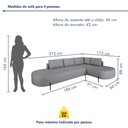 Ver imagem 4 de Sofá Canto Orgânico 4 Lugares Linho Cinza Luna 265cm Yescasa