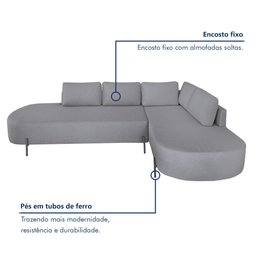 Sofá de Canto Luna Orgânico 265 Cm para Sala de Estar - 10