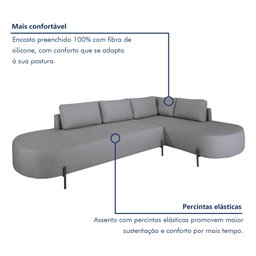 Sofá de Canto Luna Orgânico 265 Cm para Sala de Estar - 8