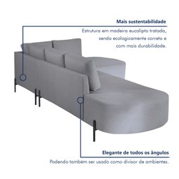 Sofá de Canto Luna Orgânico 265 Cm para Sala de Estar - 7
