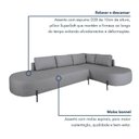 Ver imagem 7 de Sofá Canto Orgânico 4 Lugares Linho Cinza Luna 272cm Yescasa