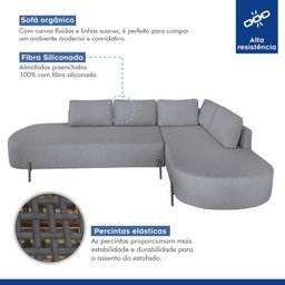 Sofá de Canto Luna Orgânico 265 Cm para Sala de Estar - 4
