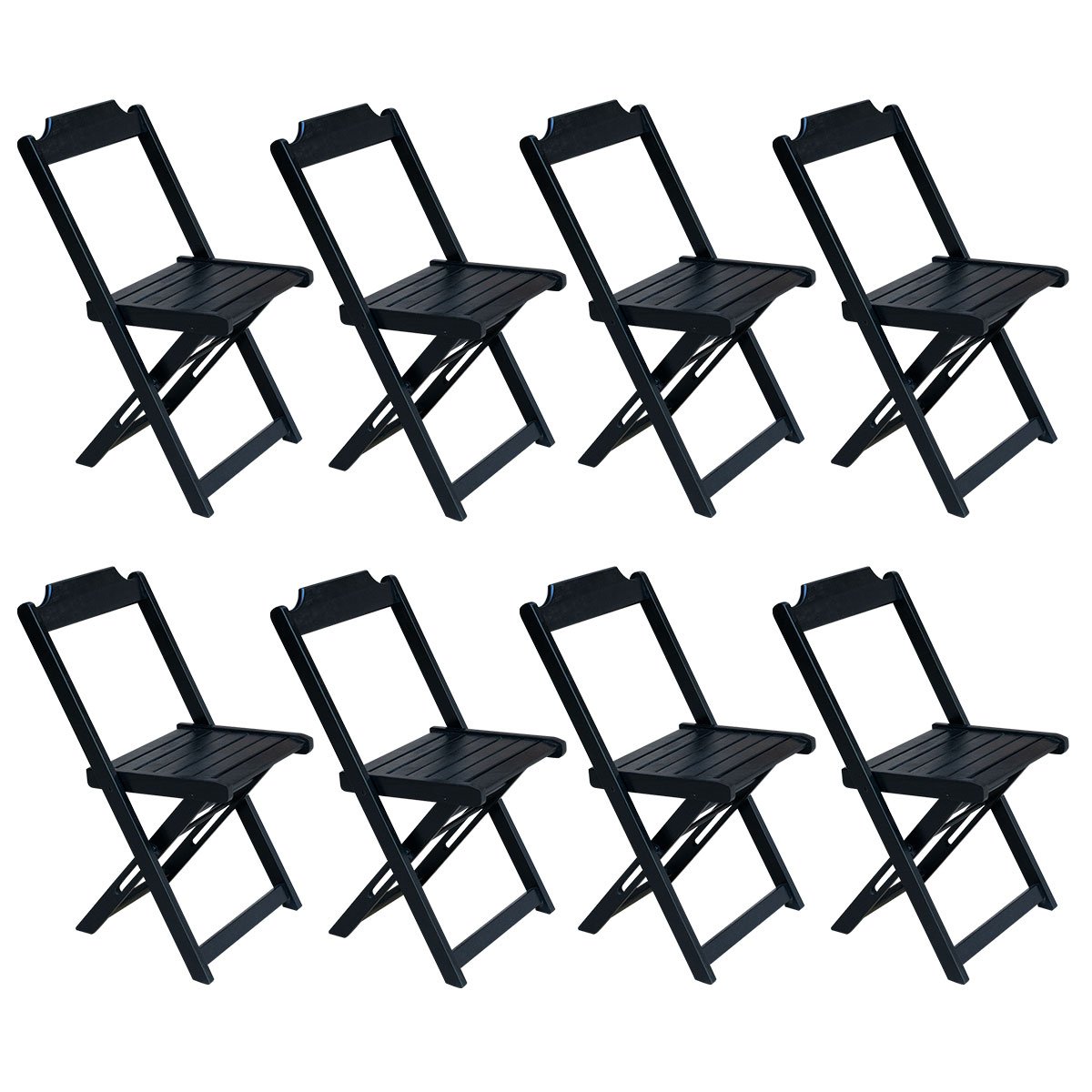 Kit 2 Jogos de Mesa com 4 Cadeiras de Madeira Dobrável 70x70 Ideal para Bar e Restaurante - Preto - 2