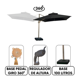 Ombrelone Guarda Sol Premium Alumínio 3x3 C/ Base em 100 L - 7