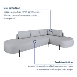 Sofá de Canto Luna Orgânico 265 Cm para Sala de Estar - 9