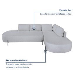 Sofá de Canto Luna Orgânico 265 Cm para Sala de Estar - 11