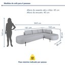 Ver imagem 6 de Sofá Canto Orgânico 4 Lugares Linho Gelo Luna 265cm Yescasa