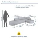 Ver imagem 4 de Sofá Canto Orgânico 4 Lugares Linho Gelo Luna 272cm Yescasa