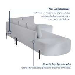 Sofá de Canto Luna Orgânico 265 Cm para Sala de Estar - 8