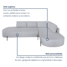 Sofá de Canto Luna Orgânico 265 Cm para Sala de Estar - 10