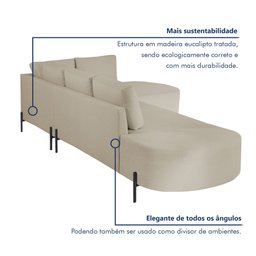 Sofá de Canto Luna Orgânico 265cm para Sala de Estar - 8