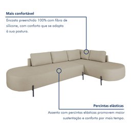 Sofá de Canto Luna Orgânico 265cm para Sala de Estar - 9
