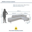Ver imagem 4 de Sofá Canto Orgânico 4 Lugares Bouclé Gelo Luna 265cm Yescasa