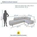 Ver imagem 4 de Sofá Canto Orgânico 4 Lugares Bouclé Gelo Luna 272cm Yescasa